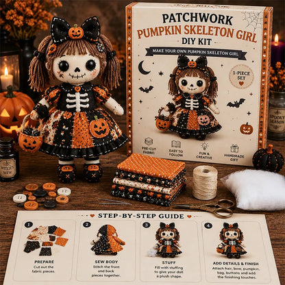 🎃 Patchwork Skeleton Witch Girl DIY Kit