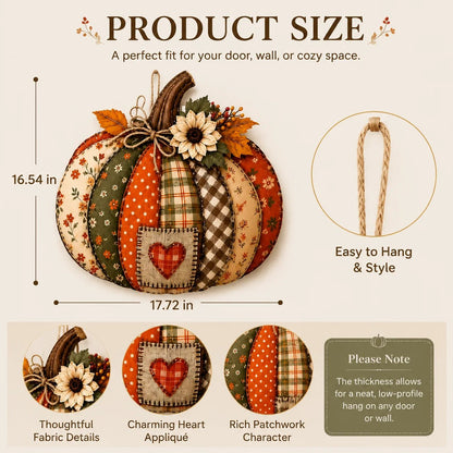 🍂🎃Autumn Retro Patchwork Pumpkin Door Hanging with Lights