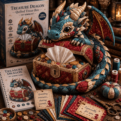 🐉✨ Dragon Keepers Collection – Quilted DIY Tissue Box Sewing Kit