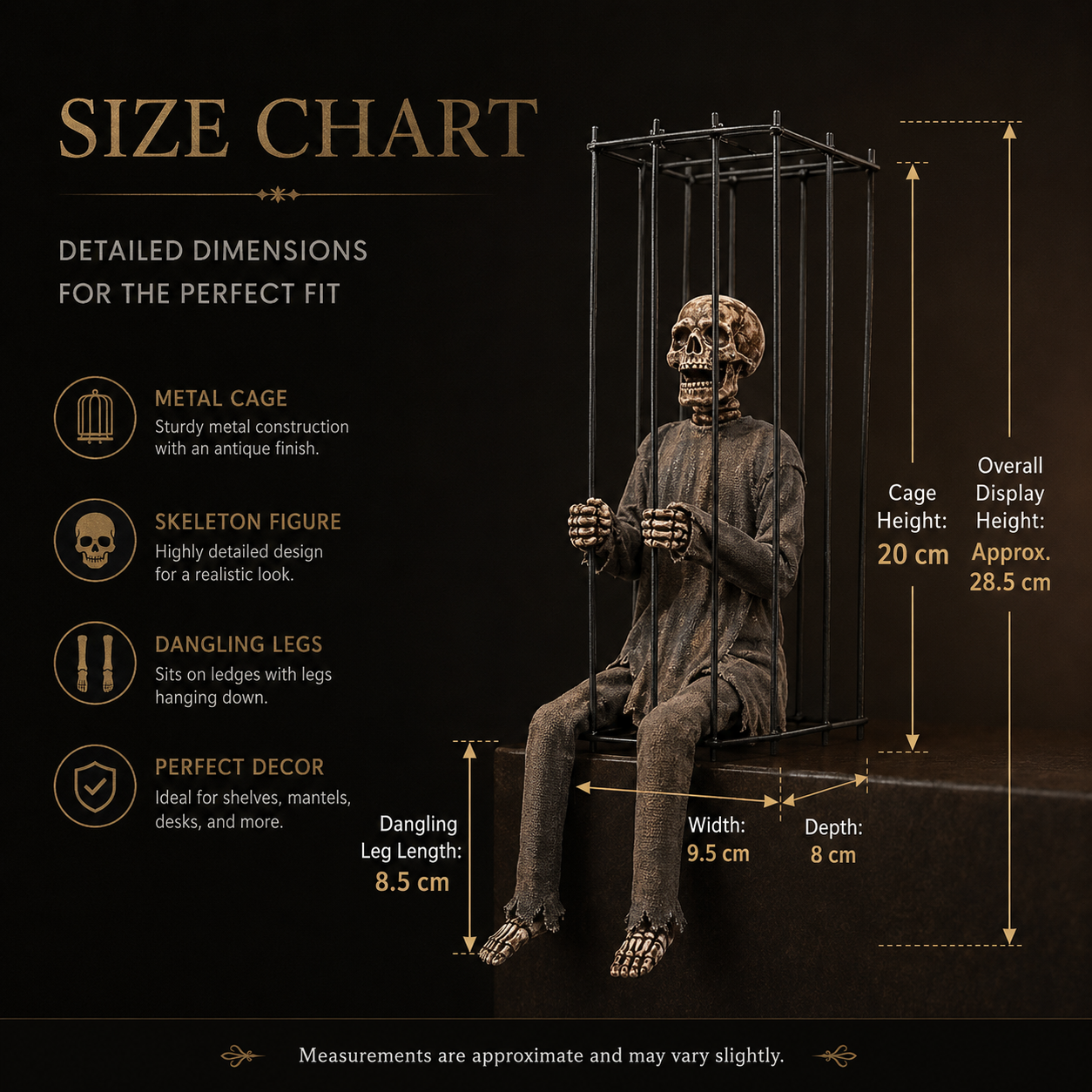 💀The Forgotten Prisoner Caged Skeleton Shelf Sitter