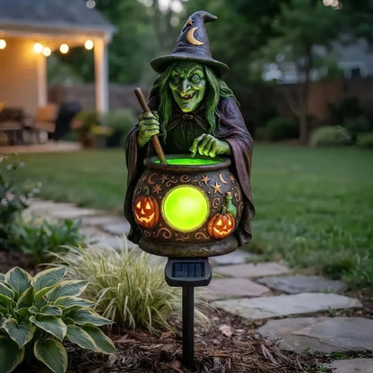 💥🏆Halloween Solar Witch Cauldron Garden Stake Light