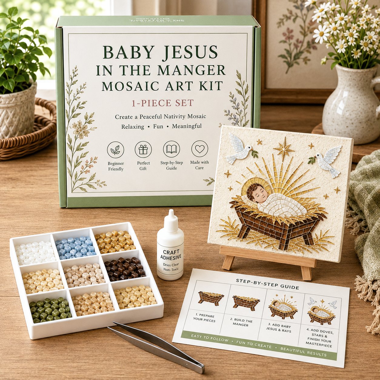 🕊️✝️DIY Christian Sea Glass Art Kit🎁 Meaningful Handmade Gift – Perfect for mothers