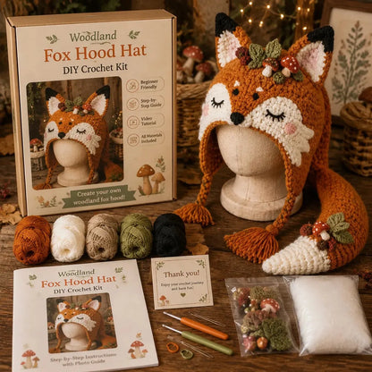 🧵Fantasy Hood Hat DIY Crochet Kit – Create Your Own Magical Wearable Character Hat