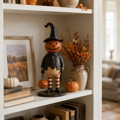 🎃✨Pumpkin Witch Lantern Figurine – Spooky Whimsy Halloween Home Decor