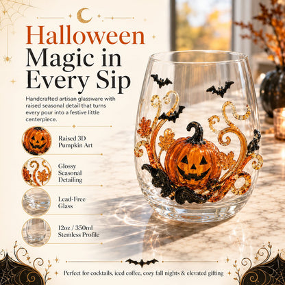 🎃 3D Halloween Artisan Glassware Collection | For Magical Halloween Sips, Eye-Catching 3D Details, Luminous Festive Party Moments & Cozy Fall Home Bar Glow