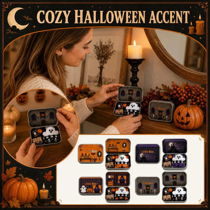 Halloween Mini Ghost Tin Box Set - Cute Spooky Halloween Travel Figurine
