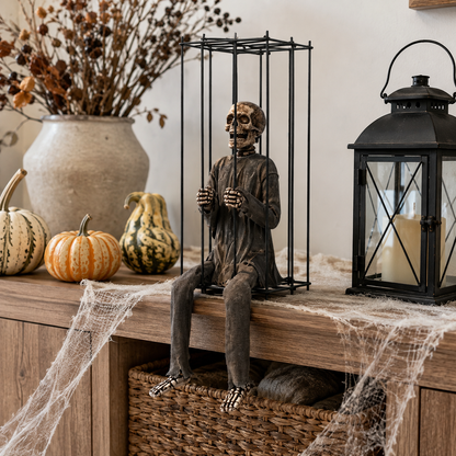 💀The Forgotten Prisoner Caged Skeleton Shelf Sitter