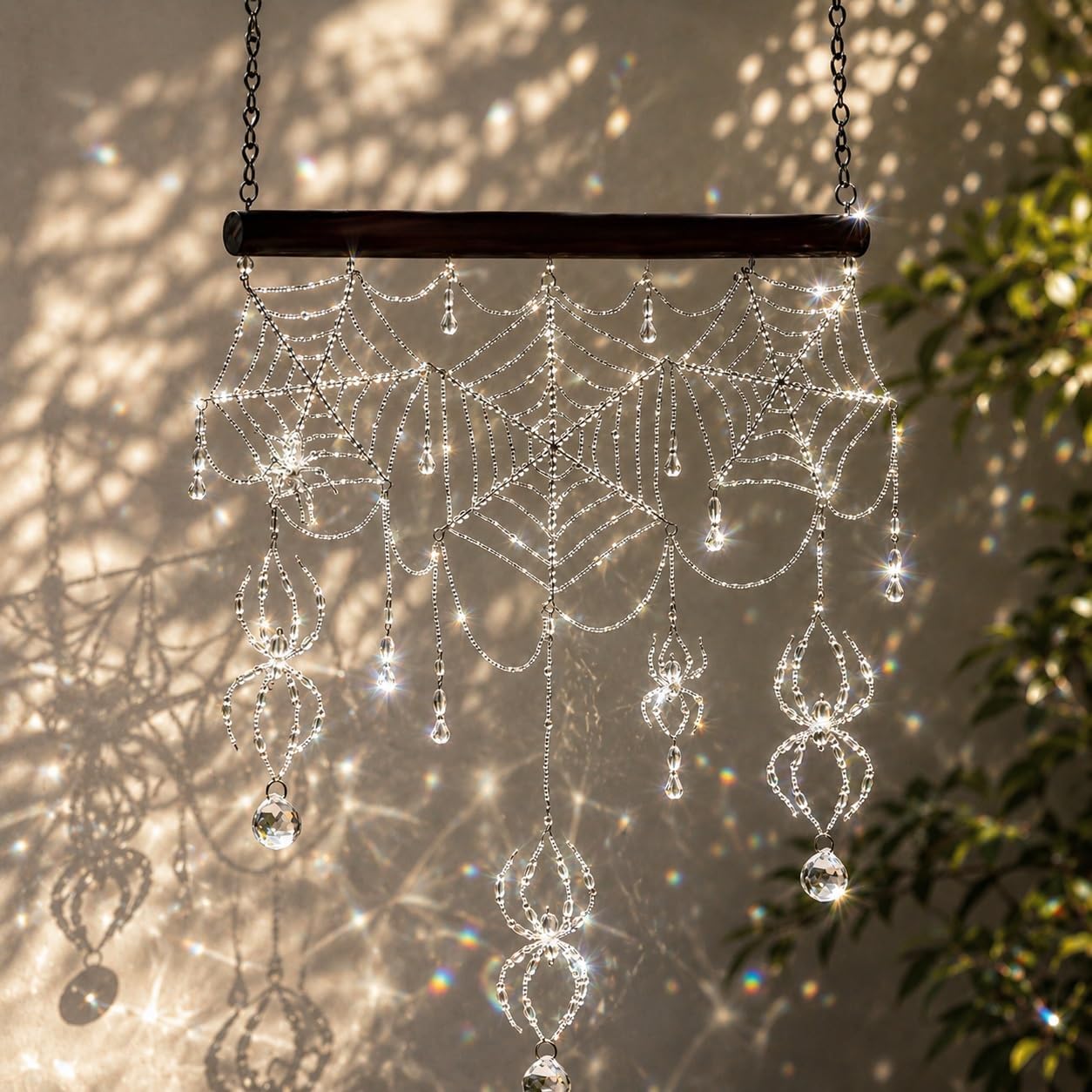 🕷️ Handmade 3D Crystal Spiderweb Suncatcher | Ready-to-Hang Window Decor