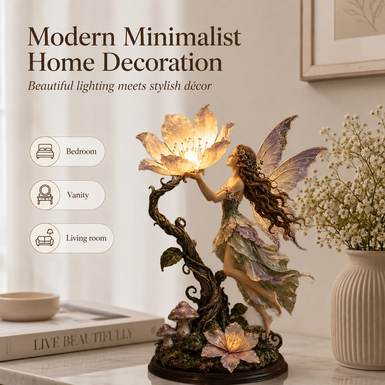 🌙 ✨ Fairy Flower Night Light – Modern Decorative LED Lamp For Cozy Home Space