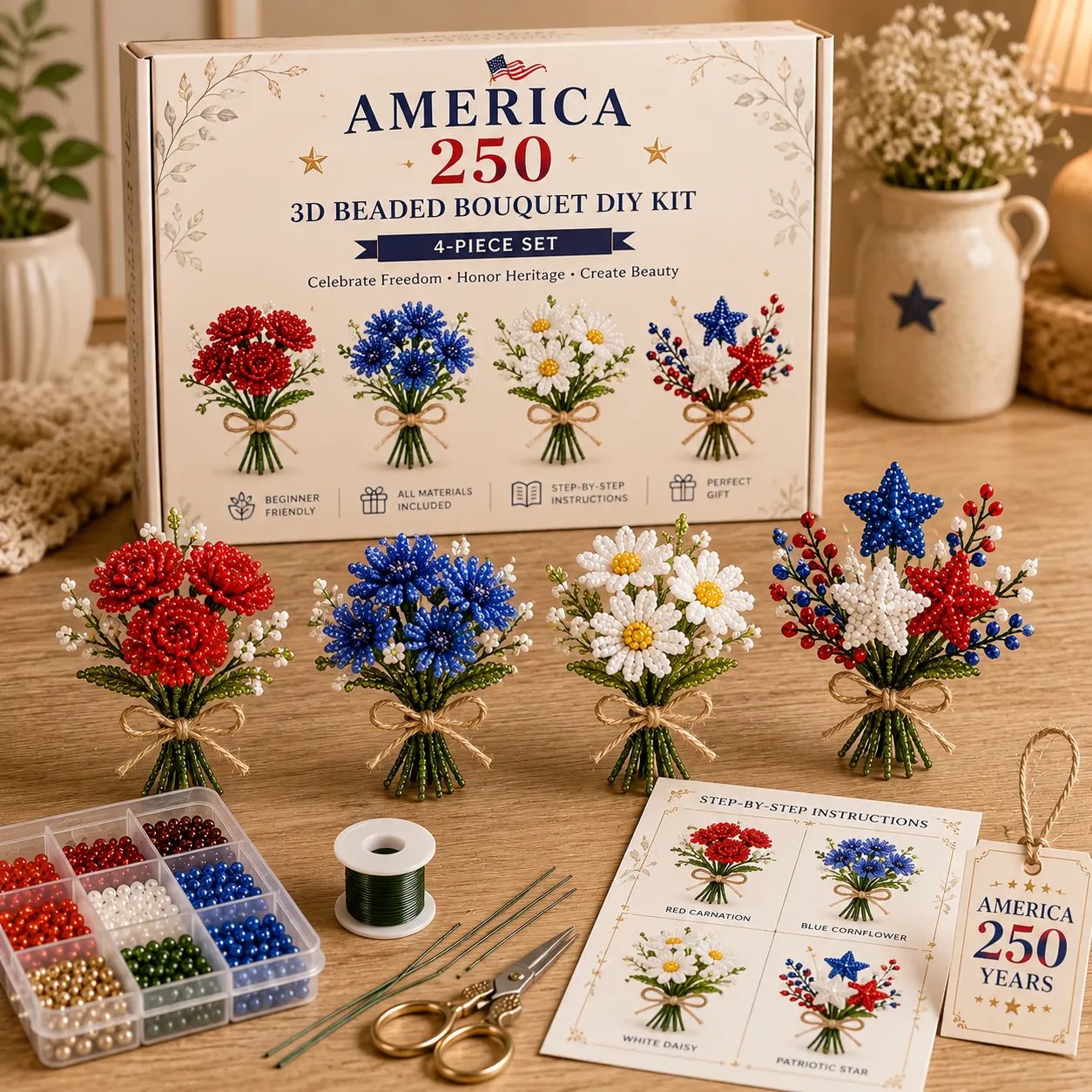 America 250 Beaded Bouquet DIY Kit