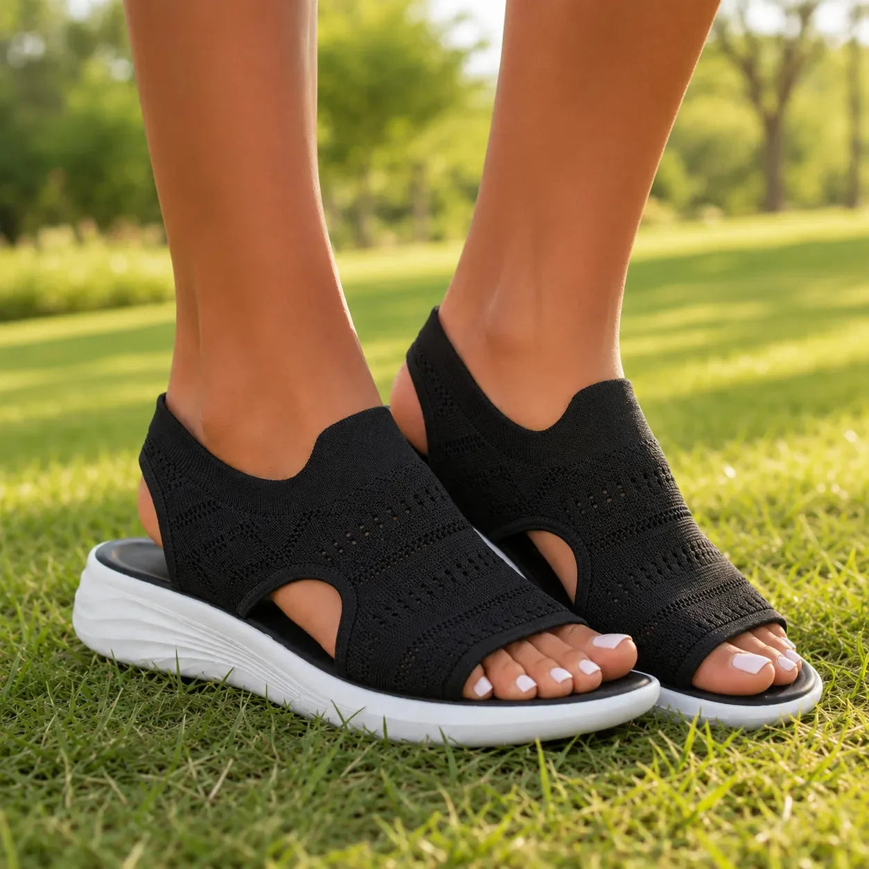 Loomhe– Knit Platform Comfort Sandals for Women