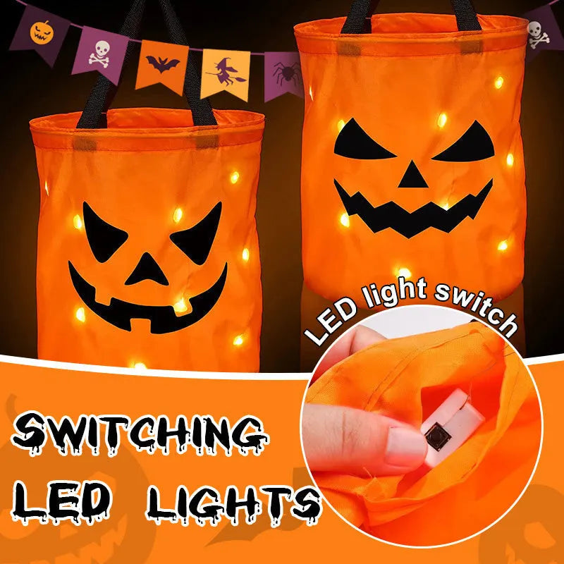🎃 2026 Sale — Over 19,000 Sold!✨ Halloween Glowing Pumpkin Bag – LED Lights & Spacious Interior 🍬