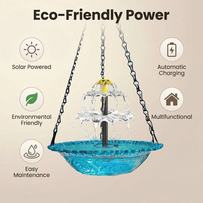 🔥🔥New Year 70% Off--Solar Cascade Hanging Bird Bath Fountain