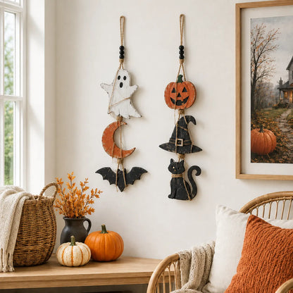 🎃✨Ghost Moon Bat & Pumpkin Witch Hat Cat