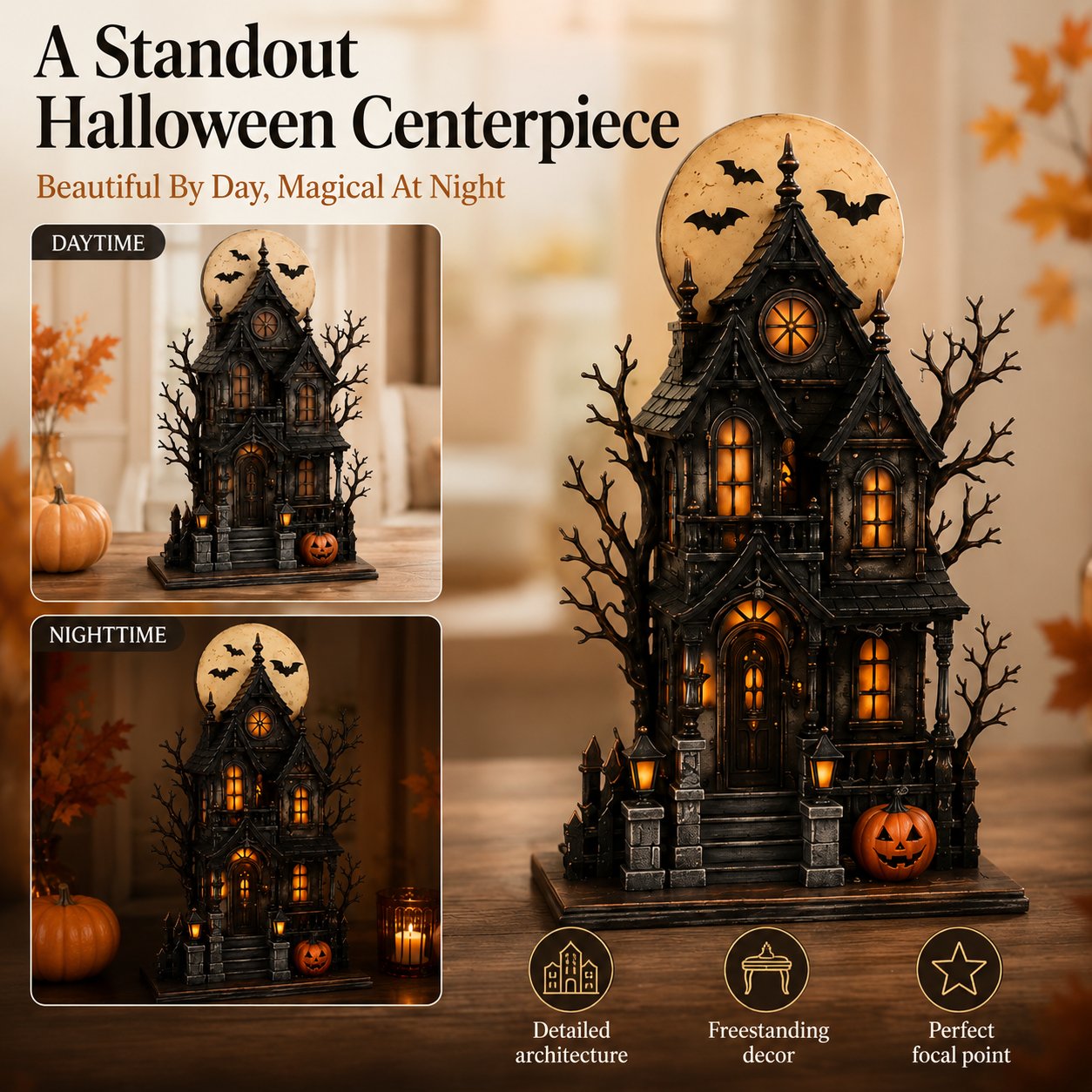 🧙🖤Lighted Halloween Haunted House & Character Figurine Collection
