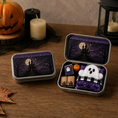 Halloween Mini Ghost Tin Box Set - Cute Spooky Halloween Travel Figurine