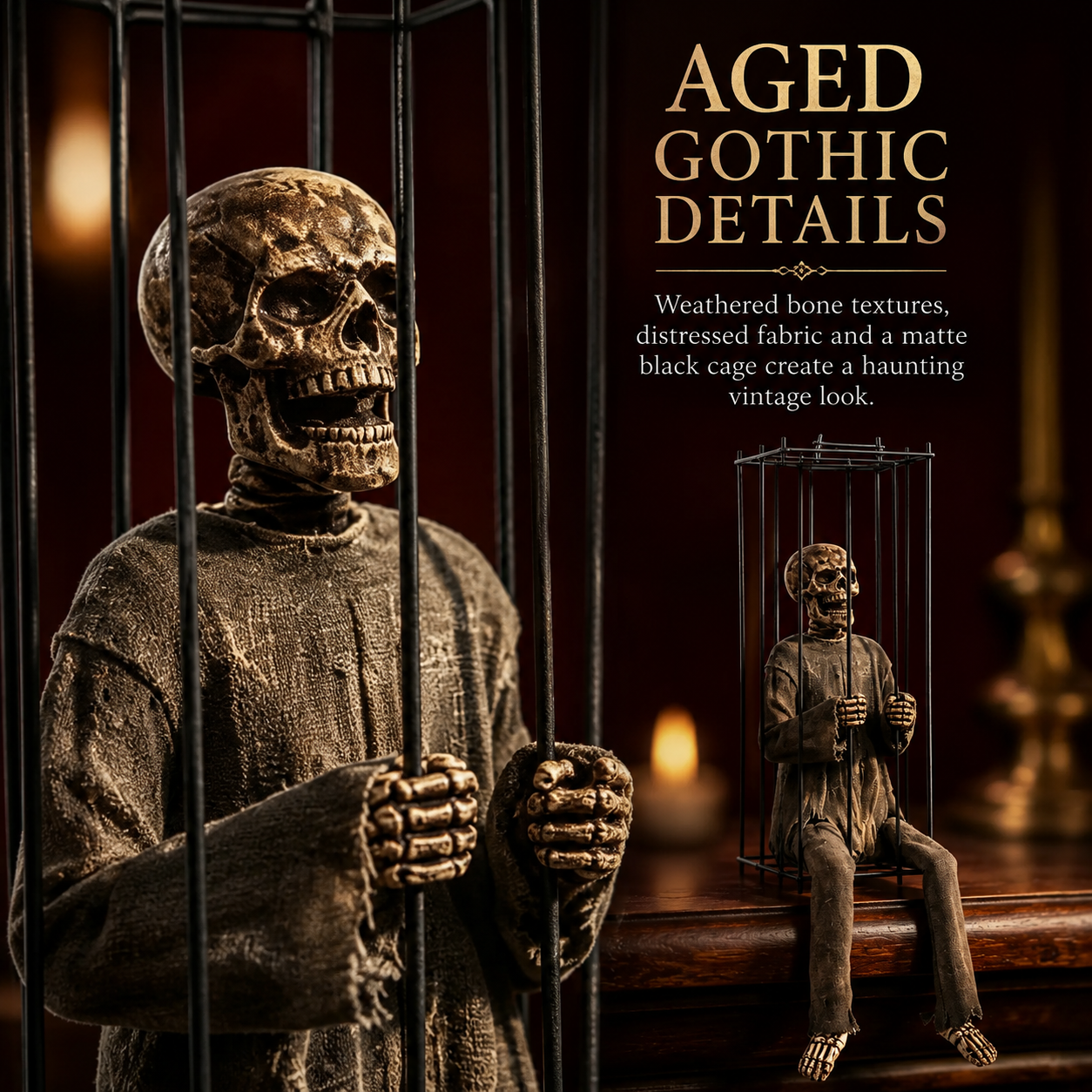 💀The Forgotten Prisoner Caged Skeleton Shelf Sitter
