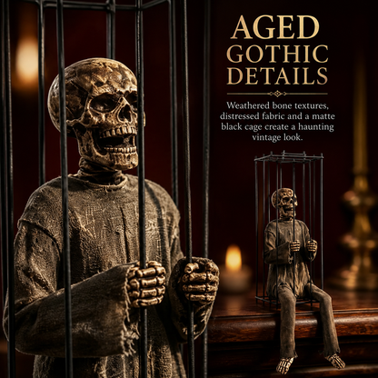 💀The Forgotten Prisoner Caged Skeleton Shelf Sitter