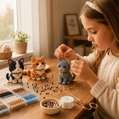🐱 Create 4 Adorable Beaded Cats Yourself