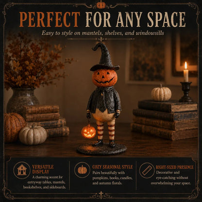🎃Halloween Pumpkin Head Figurine with Lighted Handheld Pumpkin Lantern