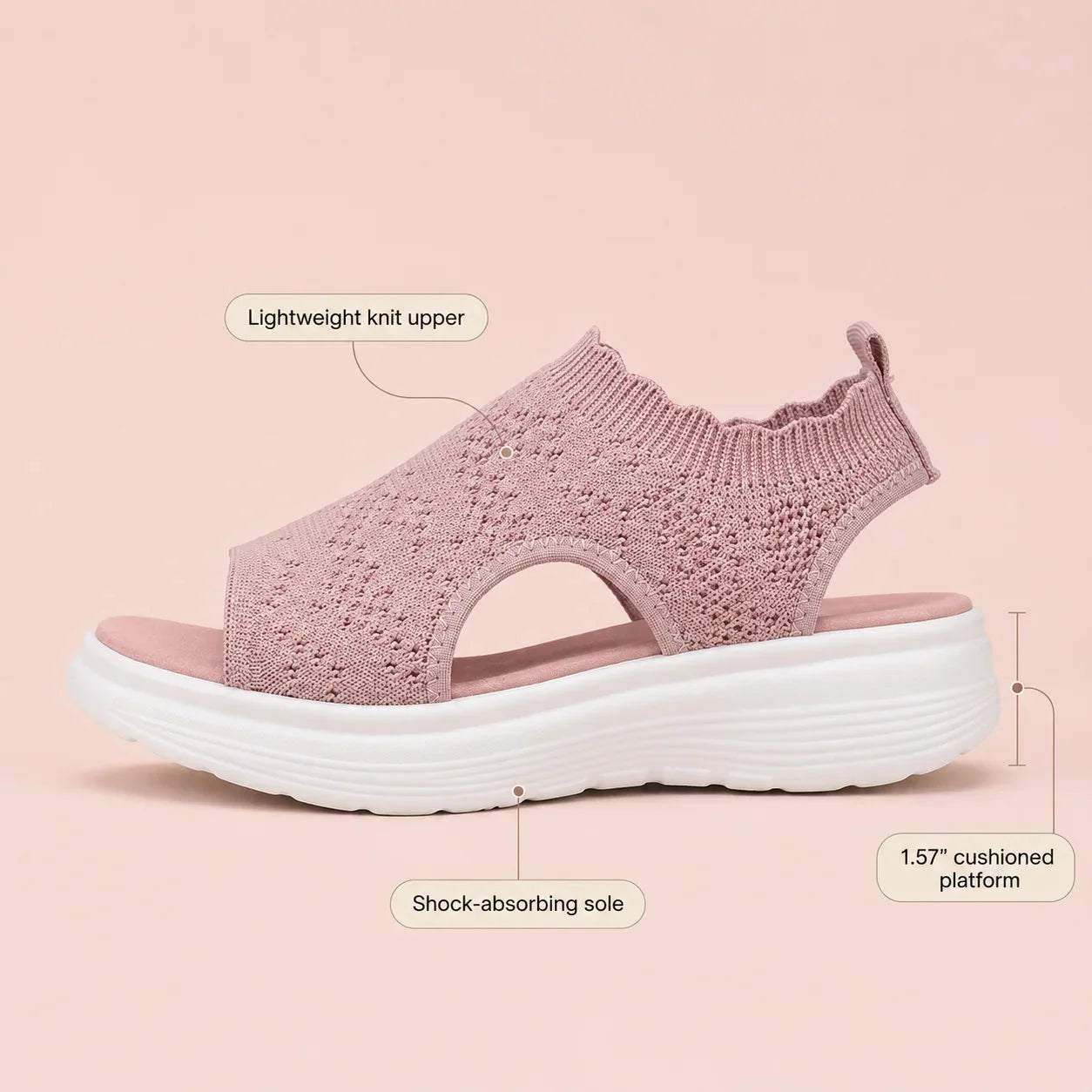 Aurelle – Knit Platform Sandals with Cushioned Sole and Slingback