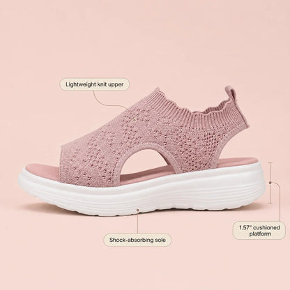 Aurelle – Knit Platform Sandals with Cushioned Sole and Slingback
