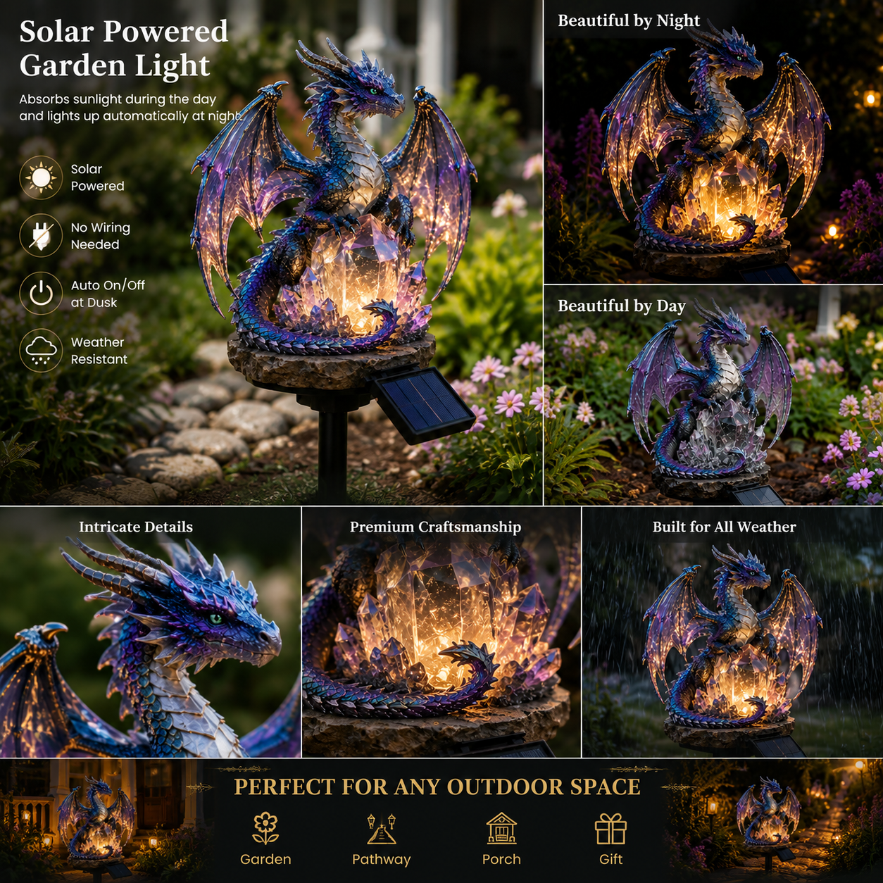✨️🐉 Solar Dragon Crystal Garden Light