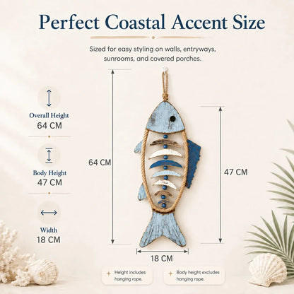 🐟✨ Lighted Coastal Rope Fish Wall Hanging