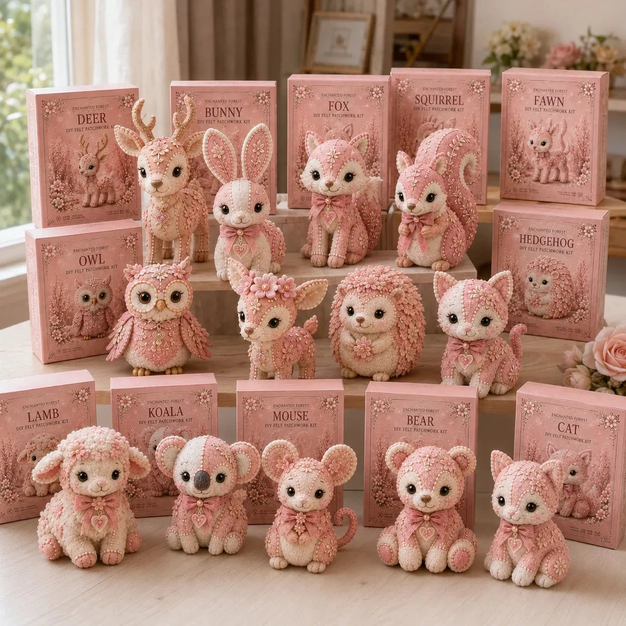 💗Pink Woodland Friends DIY Felt Sewing Kit – Make Your Own Cute Animal