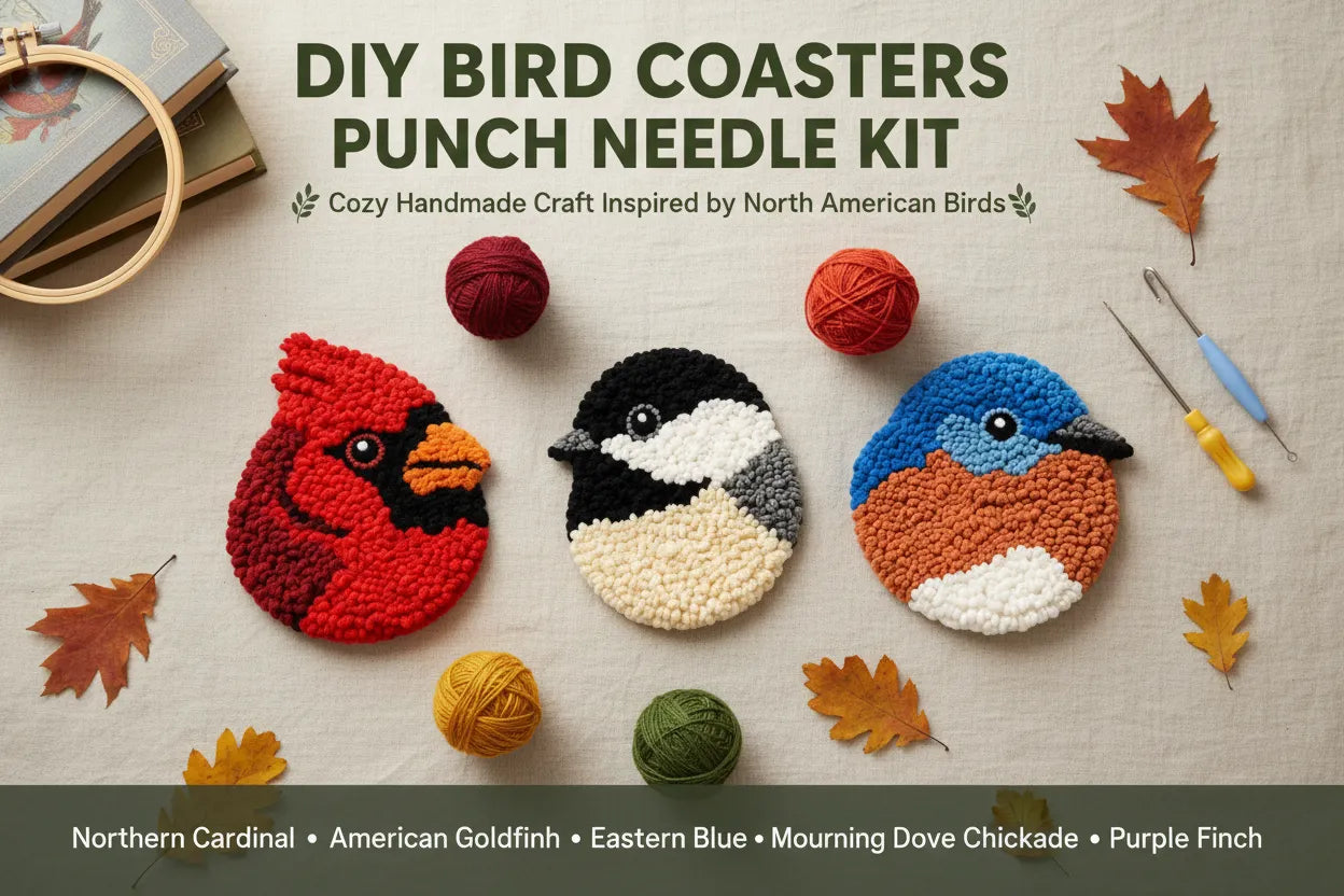 🧵Beginner-Friendly🐦DIY Bird Coasters Punch Needle Kit☕(Quick-Dry, Moisture-Proof & Easy-Clean)