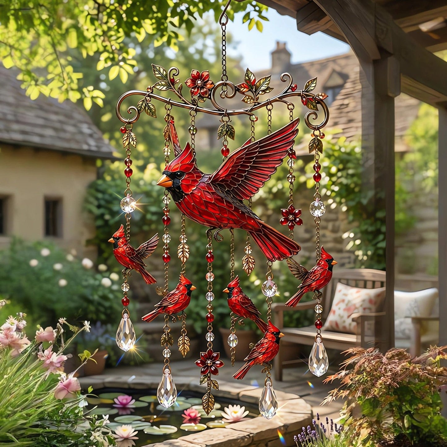 🐦Stained Hummingbird Wind Chime – A Heavenly Melody for Your Garden