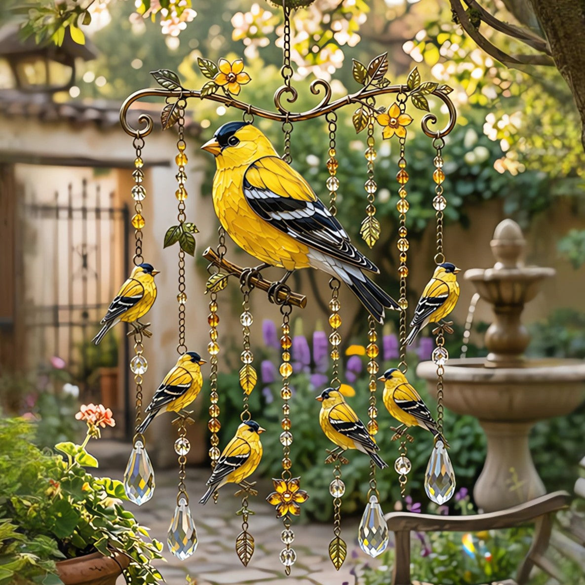 🐦Stained Hummingbird Wind Chime – A Heavenly Melody for Your Garden