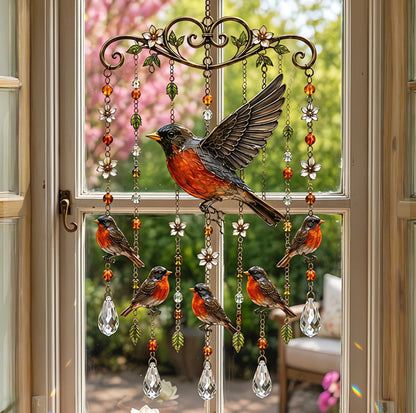 🐦Stained Hummingbird Wind Chime – A Heavenly Melody for Your Garden