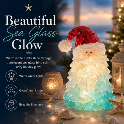 ⏳ Last Day 49% OFF – 🎅 Beginner-Friendly DIY Lighted Sea Glass Santa Christmas Decor Kit | Complete Kit with Sea Glass Pieces, Warm Fairy Lights & Step-by-Step Guide Included 💕