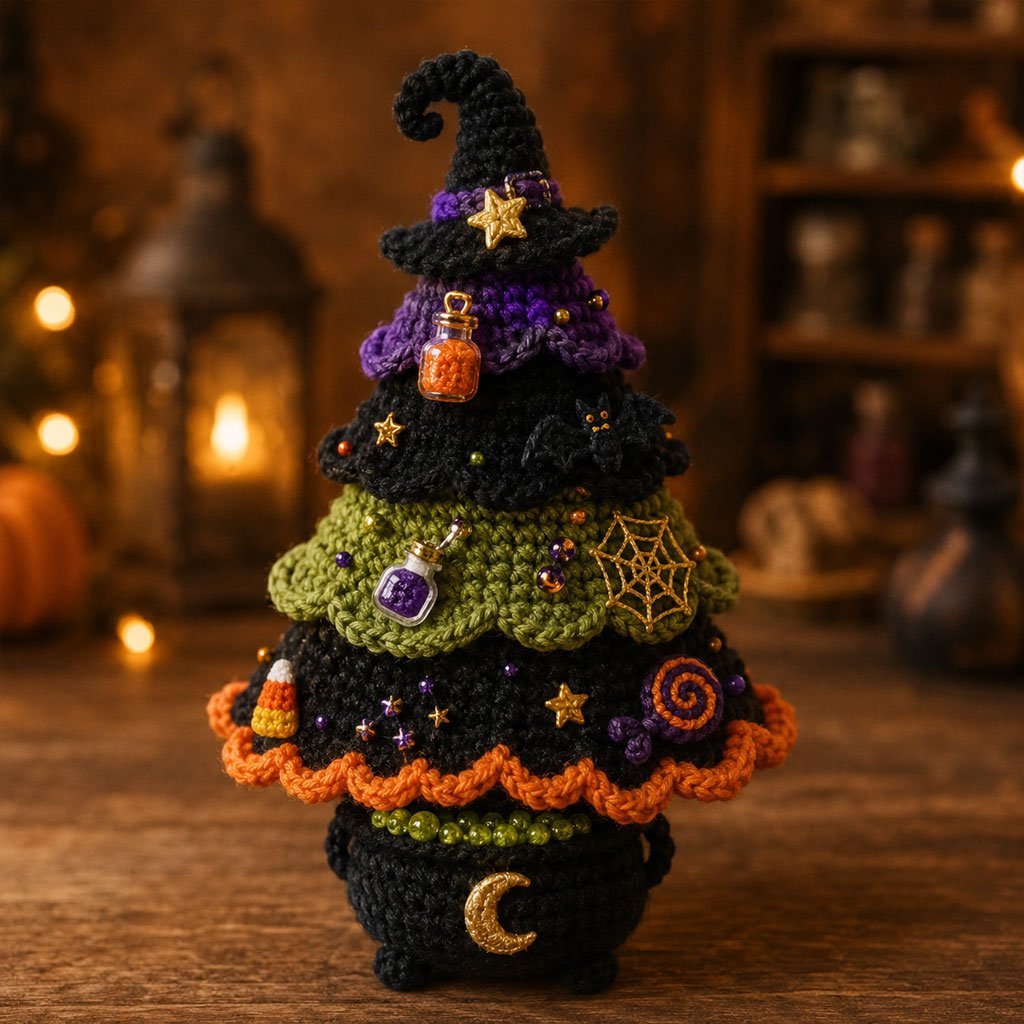 🎃Halloween Tree DIY Crochet Kit | All-In-One Kit for a Layered 7-Inch Spooky Tabletop Decoration 🧶👻✨
