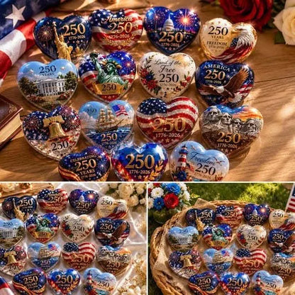 🇺🇸 America 250th Anniversary Commemorative Heart Ornament Collection | 15-Piece Patriotic Keepsake Set🎁Buy 2 Free Shipping