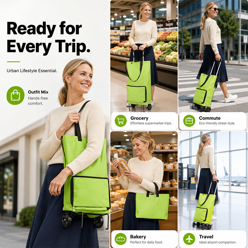 Foldable Shopping Trolley Bag with Wheels