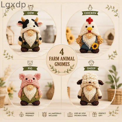 🧵🐮 DIY Farm Animal Gnome Kit 🐷✨