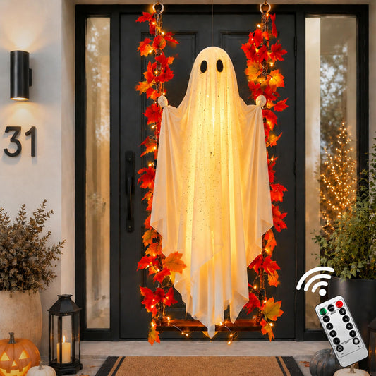 🎃Halloween Decorations Outdoor Indoor👻-5.3ft or 6.6ft,Ghost Light,Halloween Decor for Tree,Yard,Porch,Garden